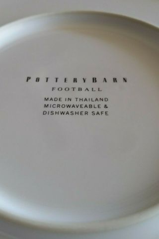 Pottery Barn Football 9 1/8 inch Round Plates Set of 4 Black and White 7