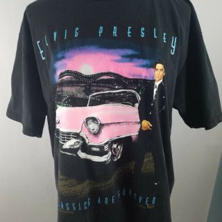 Vintage 1992 Elvis Presley Classics Are Forever Adult Shirt Xl Black Flawed