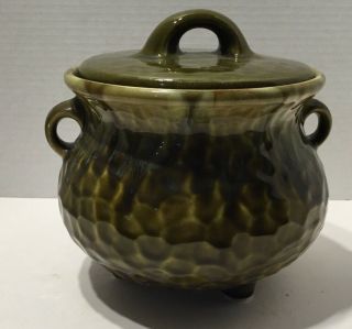 Vintage Mccoy Pottery Green Cookie Jar Bean Pot With Lid