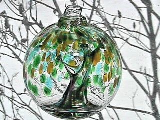 Hanging Glass Ball 4 " Diameter " Winter Tree " Witch Ball (1) 110