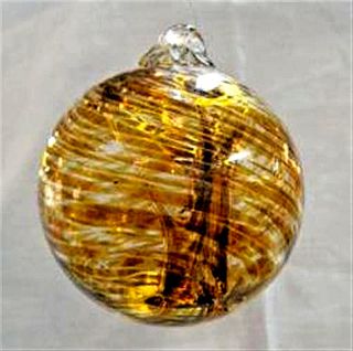 Hanging Glass Ball 4 " Diameter Caramel Brown Swirl Witch Ball (1) Gb8