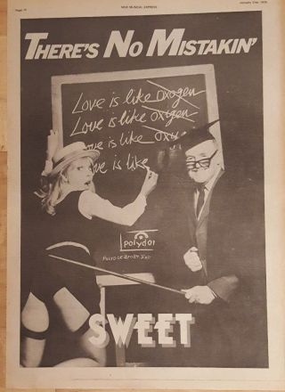 Sweet Love Is Like Oxygen 1978 Press Advert Full Page 28 X 39 Cm Poster
