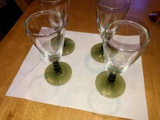 Vintage Libbey Glass Rock Sharpe Knob Hill Olive Green Cocktail Goblets Set Of 4