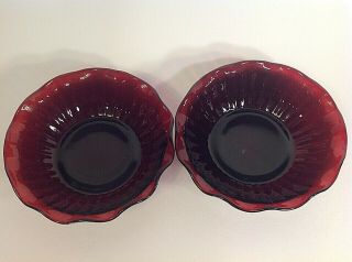 Anchor Hocking Royal Ruby Red Soup/cereal Bowls.  Set Of 2.  6 1/2 "