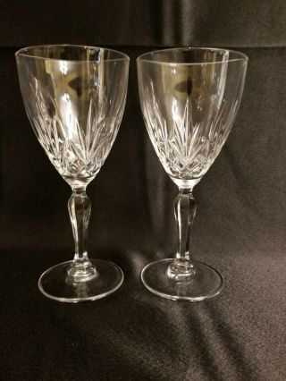 Vintage Cut Crystal Longstem Wine / Water Goblets (set Of 2)