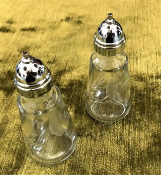 Vintage Princess House Etched Glass Salt And Pepper Shakers Heritage Pattern