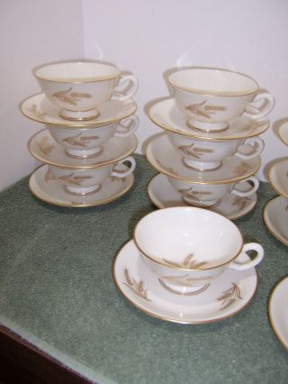 14 Lenox Harvest Cups and Saucers R - 441 Golden Wheat Cup & Saucer 3