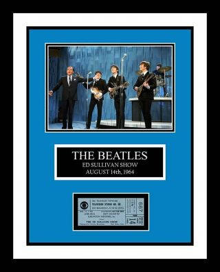 1964 Beatles Ed Sullivan Show Ticket & Photo Display Ready To Frame