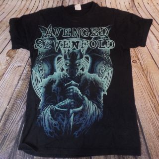 Avenged Sevenfold Black T Shirt Green Blue Design Size Medium