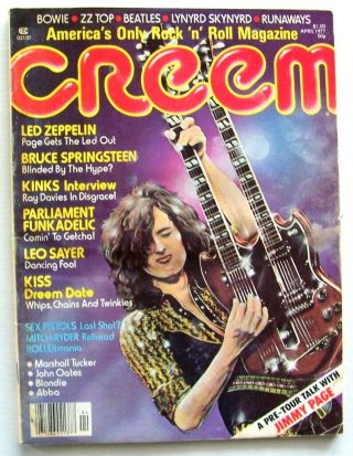 Creem April 1977 Led Zeppelin Jimmy Page Kiss Gene Simmons Lynyrd Skynyrd