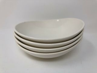 Four Metlox Poppytrail Solid White 6 " Small Bowls Curved Mcm Minimalist Style
