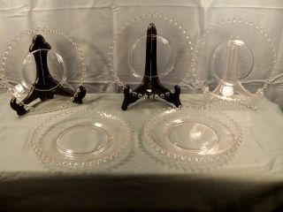 Set Of 5 Imperial Candlewick Clear Glass Salad Plates 8 1/4 " Wide Exc.