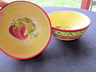 Hausenware Mary Jane Mitchell Red/green Chili Peppers 2 Sw Cereal Soup Bowls 6 "