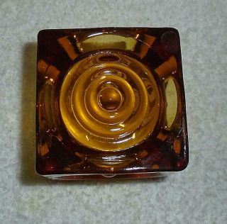 Vintage MCM 60s Atomic Mod Viking Glass Amber Bullseye Candle Holder 2.  5 3