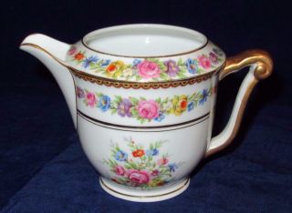 Raynaud & Co.  Limoges,  France Pink Roses & Colorful Flowers,  Creamer,  3 3/8 "