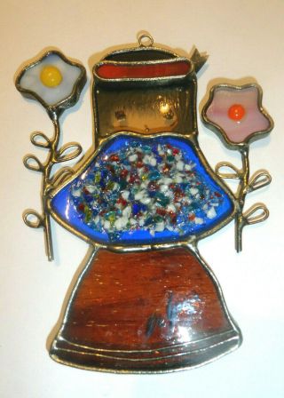 Ted Degrazia Stain Glass Sun Catcher Child With 2 Flowers