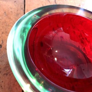 Murano Sommerso Glass Geode Dish Ashtray Flavio Poli Mid 20th Century 1950s 60s