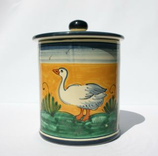 Italian Art Pottery Corso De Fiori Vintage Hand Painted Covered Jar