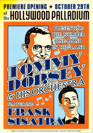 Tommy Dorsey & Frank Sinatra At Hollywood Palladium Concert Poster 1940 17 " X 24