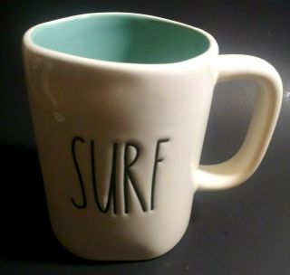 Rae Dunn Magenta Surf Tea Coffee Mug Ll Large Letter Teal Blue Inside