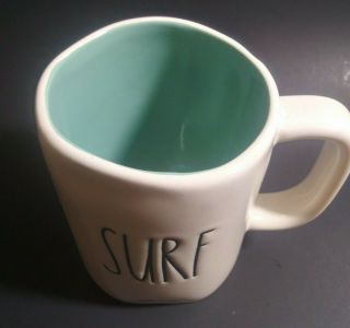 Rae Dunn Magenta Surf Tea Coffee Mug LL Large Letter Teal Blue Inside 2