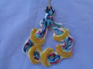Gail Pittman 1999 " 5 Golden Rings " Ceramic Hand Painted Ornament Signed