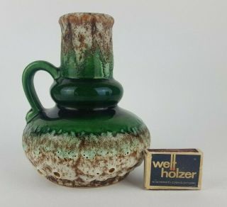 Vintage 1960 - 70 ' s JOPEKO KERAMIK 402/16 Green Vase West German Pottery Fat Lava 2