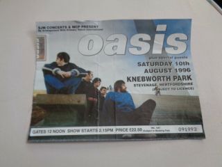 Oasis Knebworth Park Saturday 10th August 1996 Ticket Stub