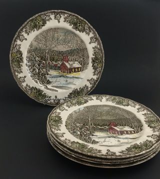 Johnson Brothers England The Friendly Village 4 Dinner Plates School House