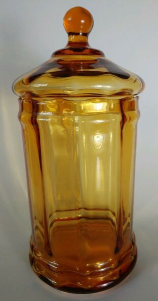 Vintage Amber Empoli Apothecary Jar 10 "