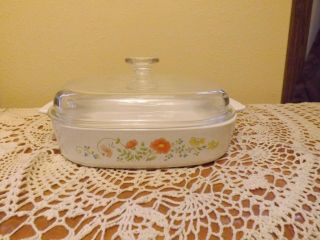 Vintage Corning Ware Wild Flower Dish A 10 B With Pyrex Lid
