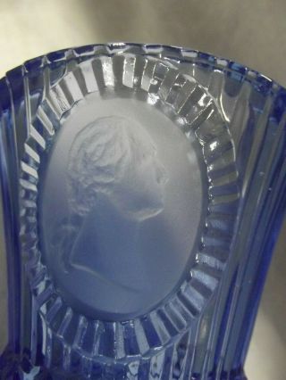 Vintage Avon Fostoria Blue Glass Goblet.  With George Washington Cameo. 2