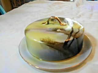Vtg Noritake Japan Hand Painted Covered Butter Dish