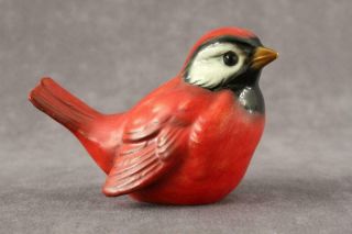 Vintage Signed Porcelain W Germany Goebel Red Sparrow Bird Animal Figurine Cv73