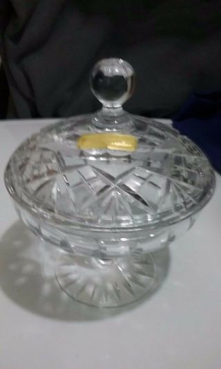 Vintage West Germany Hand Cut Lead Crystal Pedestal Candy Dish With Lid