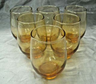 Vtg Libbey Rock Sharpe Tempo Amber Gold 6 - 10 Oz 4 1/2 " Drinking Glass Tumbler 1