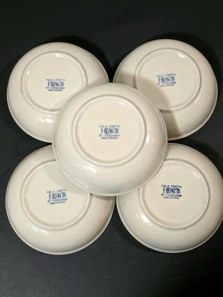 Folk Craft Blue Heart Set Of 5 Cereal Bowls Tienshan Sponge Stoneware Soup 3