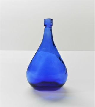 Cobalt Blue Art Glass Bud Vase 8 1/2 " Tall - Hand Blown -