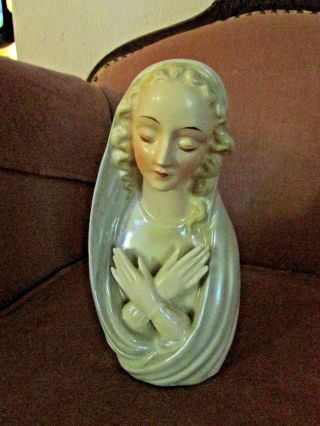 Vintage Norcrest Head Vase Virgin Mary Planter Japan 7 1/2 " Rare