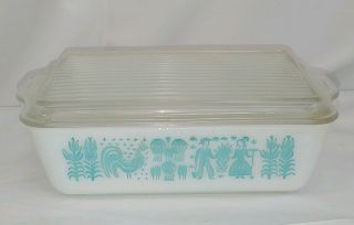 Vintage Pyrex Glass Amish Butterprint 0503 1 1/2 Qt Refrigerator Dish W\ Lid