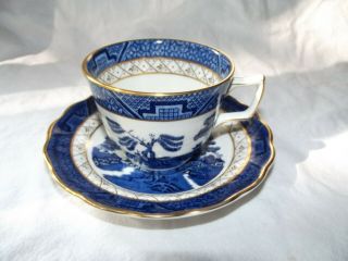 (1) Cup & Saucer Set,  Royal Doulton Booths Real Old Willow Blue White Gold