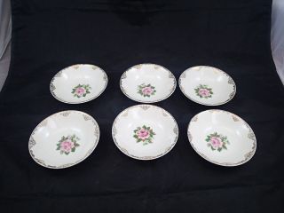 Set Of 6 Paden City Pottery American Rose Fruit Bowls