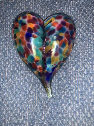 Gorgeous Iridescent Heart Robert Held Glass Art Paperweight