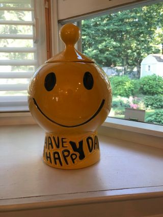 Vintage Mccoy - Have A Happy Day - Smiley Face Cookie Jar