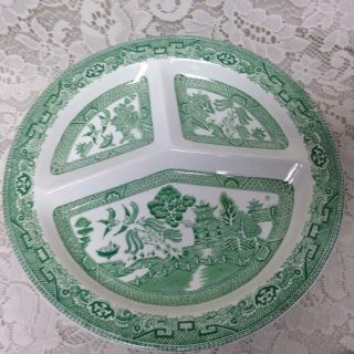 Vintage,  England,  Green - Blue Willow Grill Plates