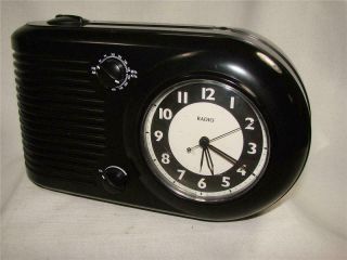 Big Ben Black Retro Am/fm Radio Alarm Clock Electric With Battery Backup