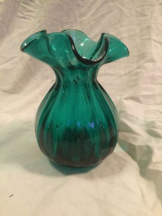 Vintage Italian Looking Blue Green Glass Vase