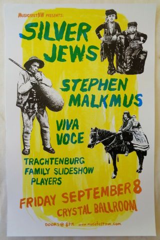 Silver Jews & Stephen Malkmus 2006 Gig Poster Portland Oregon Concert