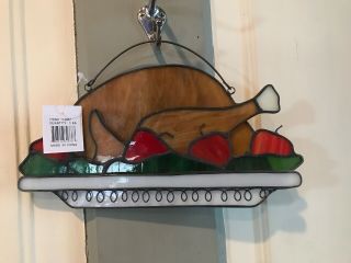 Nwt Fall Hanging Stained Glass Turkey Apple Thanksgiving Dinner Tht Designs