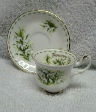 Royal Albert Flower Of The Month January 1970 Miniature Cup And Saucer
